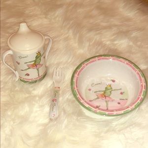 NWT Baby Cie Encore Dancing Frog Princess Bowl Set